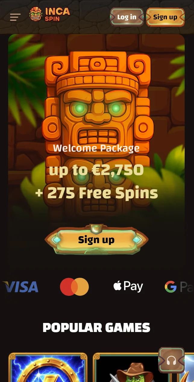 Aplikacija Incaspin casino